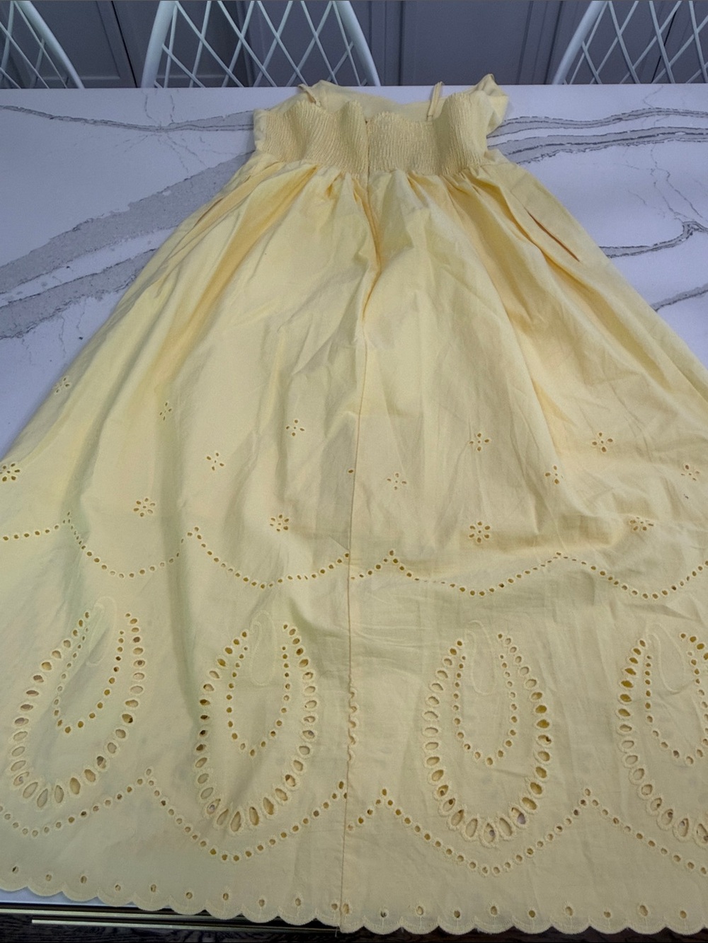 Calypso St. Barth Soft Yellow Midi Dress with Eyelet details. Size 10 - Picture 13 of 13
